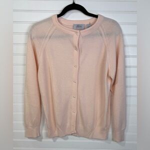 Vintage 90’s Alicia peachy pink button up cardigan sweater. Size Small